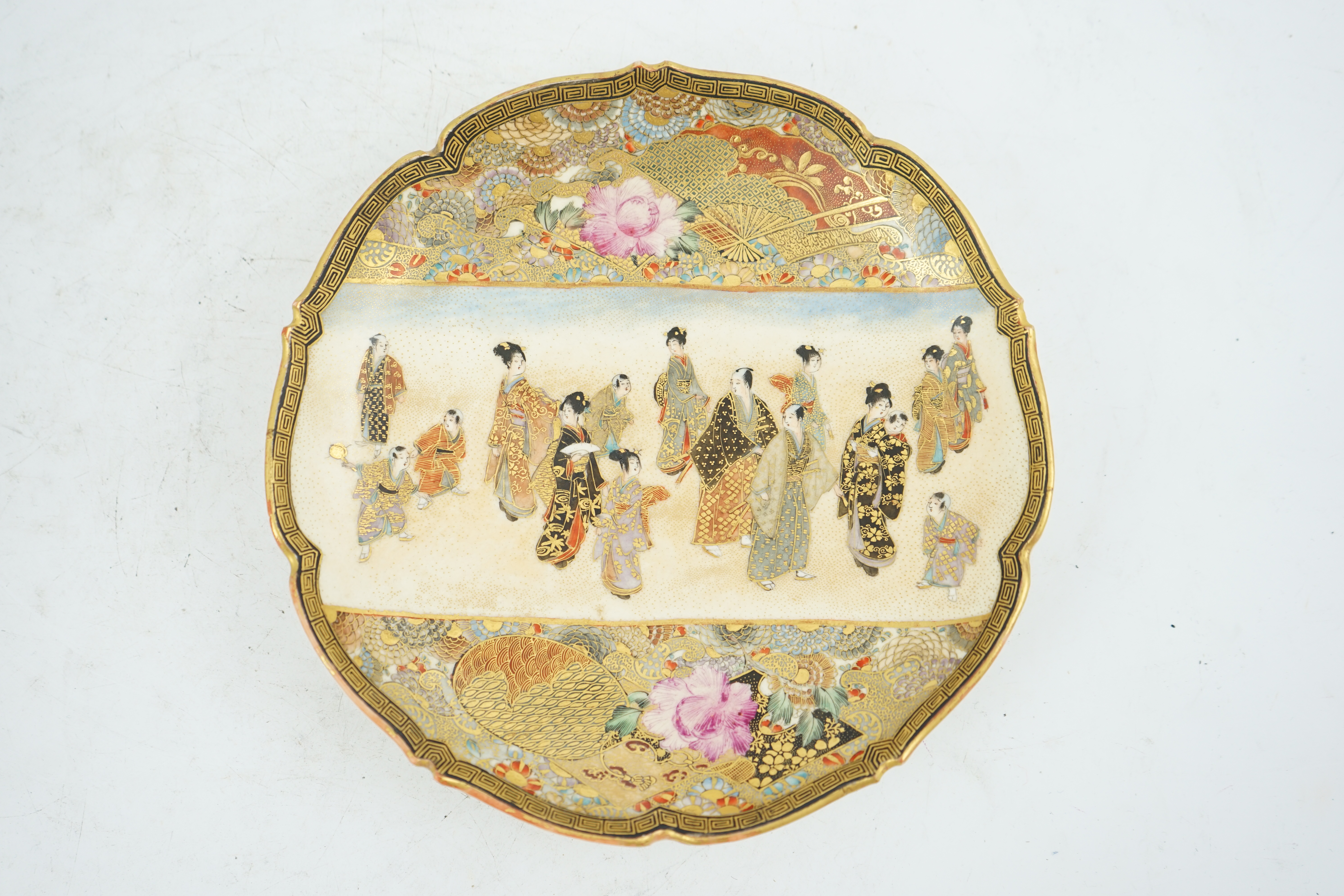 A Japanese Satsuma barbed rim dish, Meiji period